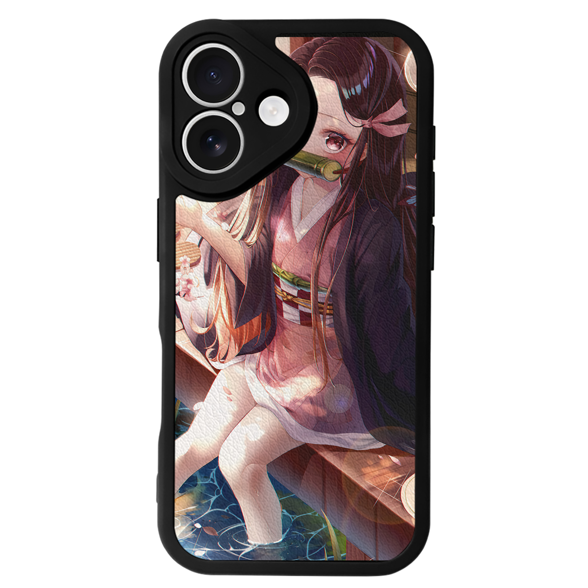 （画像用） 鬼滅の刃（きめつのやいば）竈門 禰󠄀豆子／かまど ねずこ Kamado Nezuko 【iPhone 16シリーズ対応】シリコンスマホケース（レザー調） 材質：シリコン
